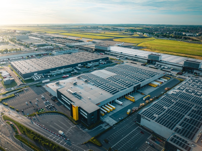 DHL Global Forwarding at Brussels airport - Zaventem, Belgium - Drone shot