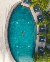 Swimming pool - Tetiaroa, French Polynesia - Drone photo