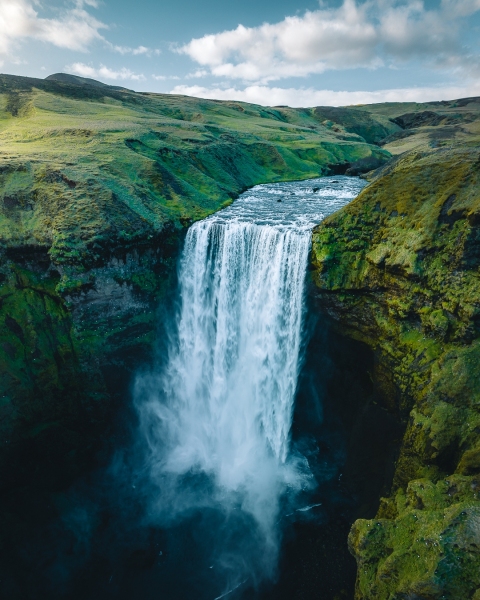 Skogafoss waterfall - Iceland - Drone trip