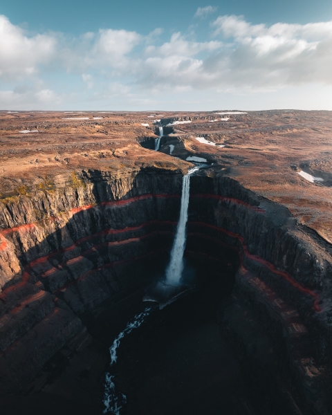 Hengifoss waterfall - Iceland - Drone trip