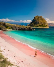 Pink Beach - Komodo National Park - Indonesia - Drone photo