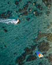 Kitesurf Trou d'eau - La Réunion (France) - Drone photo