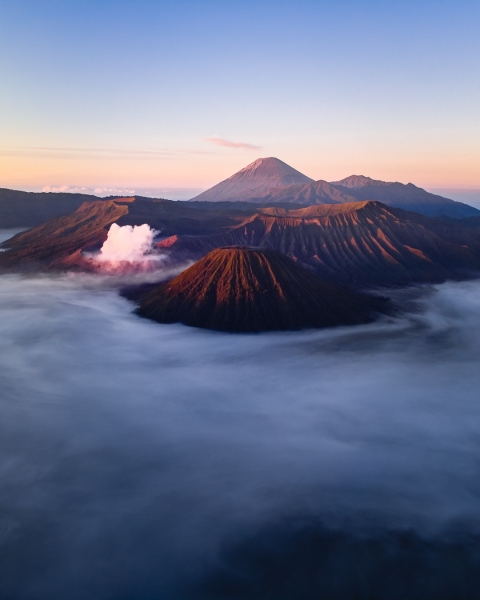 Bromo volcano - Indonesia with Merapi - Drone photo