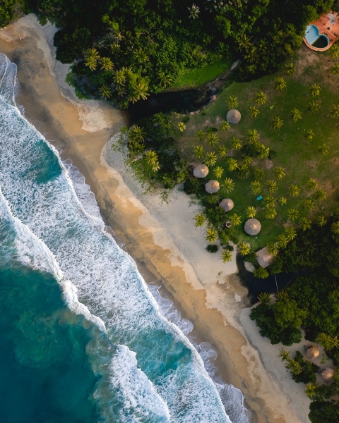 Playa Brava Resort in Parque Tayrona, Colombia - Drone photo