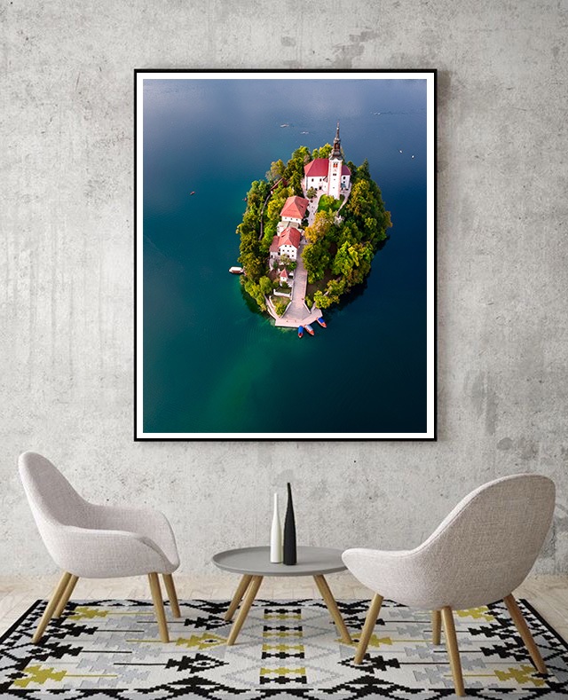 Lake Bled in Slovenia - Drone photo print