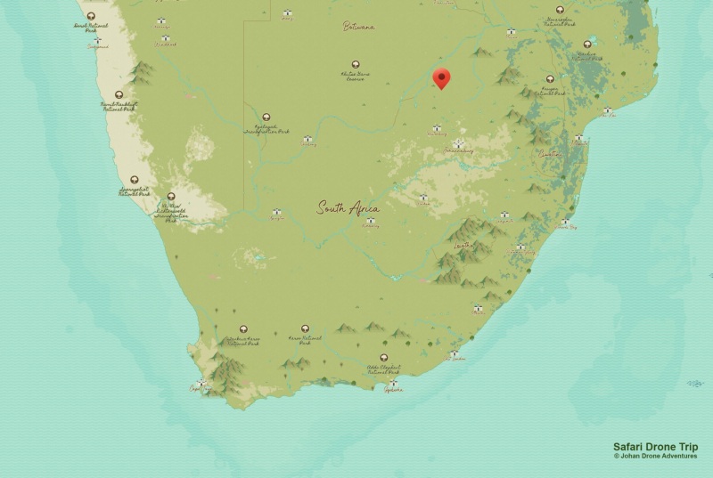 South Africa safari drone trip - Map