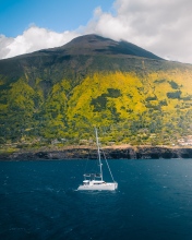 Sailing catamaran - Pico, Azores (Portugal) - Drone photo