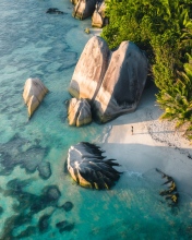 Anse Source d'Argent beach - La Digue, Seychelles - Drone photo