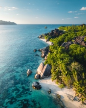 Anse Source d'Argent beach - La Digue, Seychelles - Drone photo