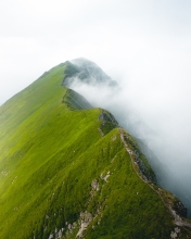 Suggiture in mist - Switzerland - Drone photo