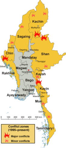 Conflict zones in Myanmar