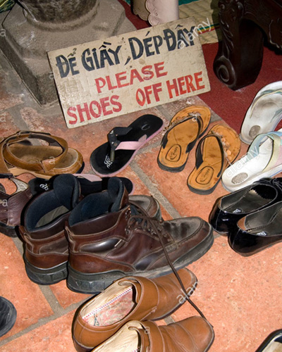 shoes off near pagoda