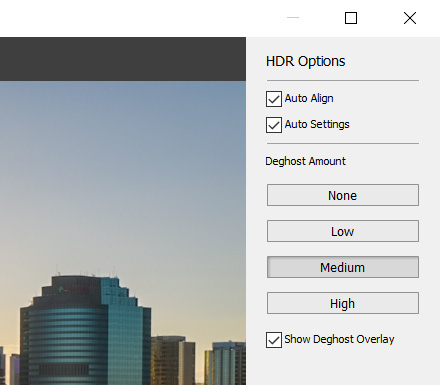 HDR merge options